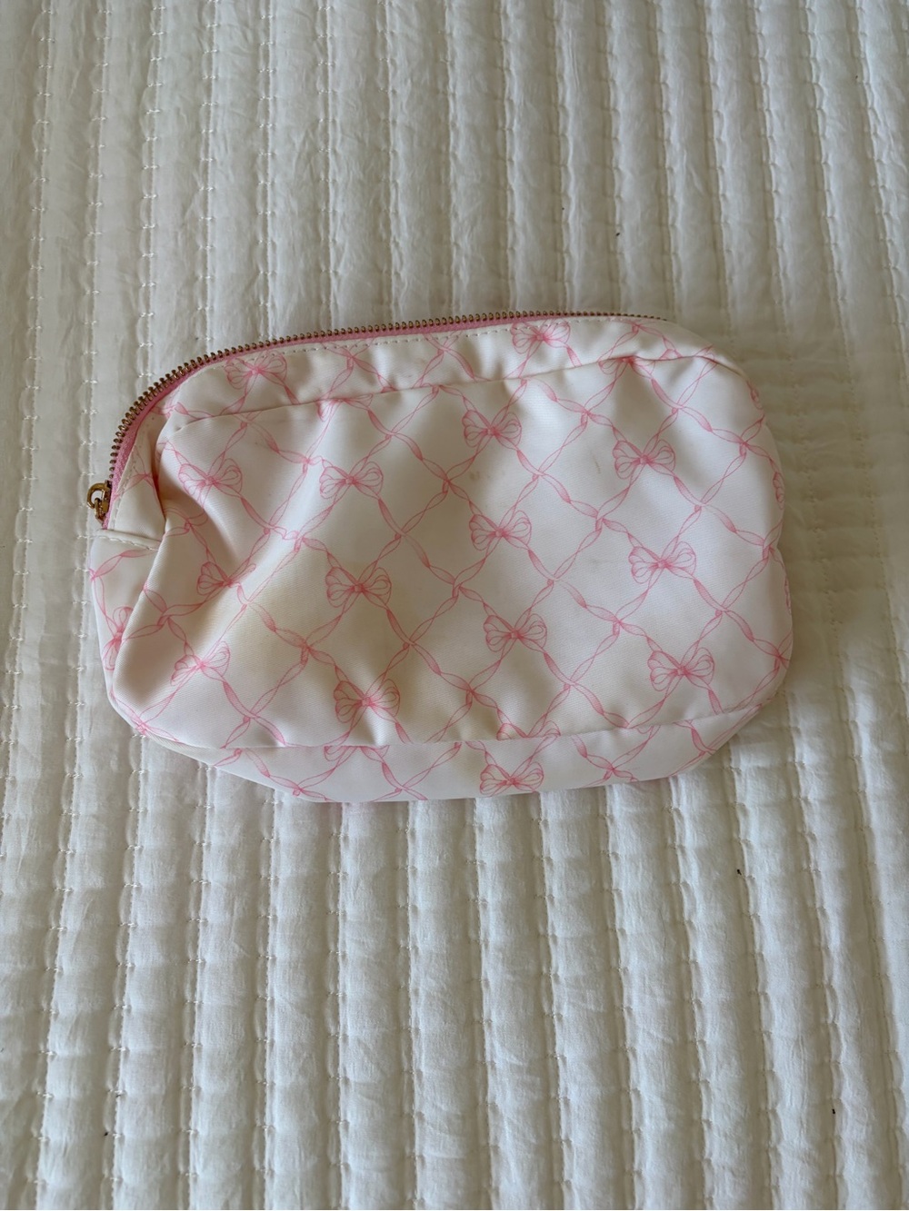 Pink Bow Print Cosmetic Pouch